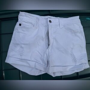 White Women's Roll-Cuff Kancan Shorts